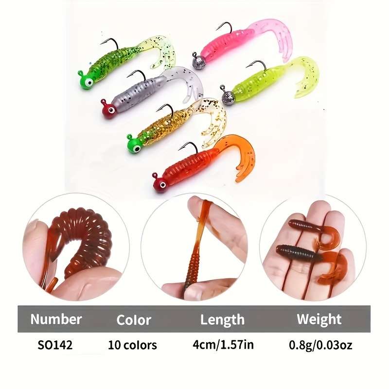 30pcs Vibrant Rolled Tail Soft Wobblers with Lead Hooks Silicone Floating Fishing Lures