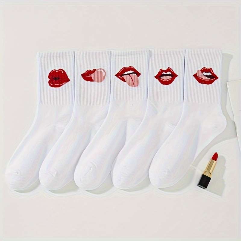 5 Pairs Of White One Size High Elastic Socks