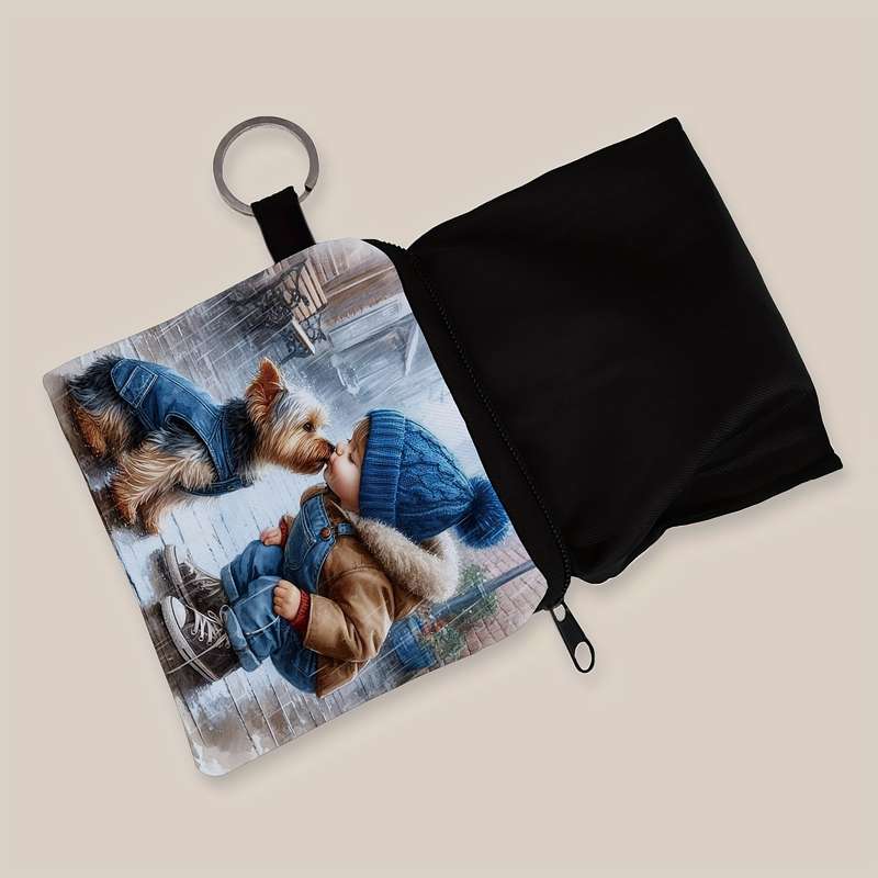 1pc of Adorable Dog Design Mini Wallet Zippered Small Capacity Portable Multifunctional Coin P