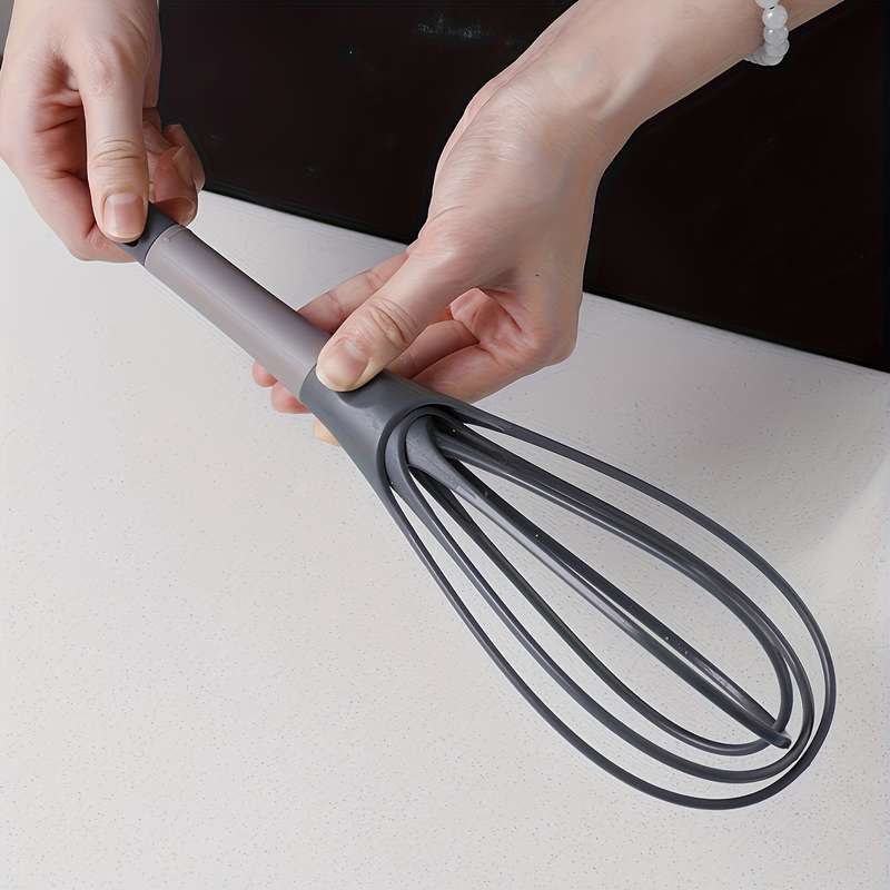1pc 2-in-1 Collapsible Twist Whisk Balloon Flat Beater Design Non-Stick Food-Safe Plastic