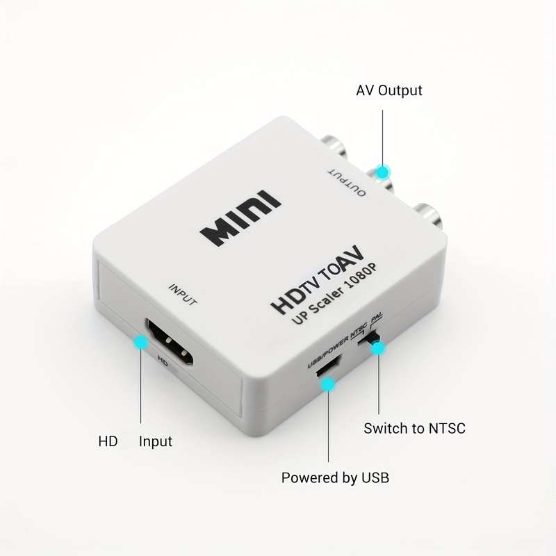 1pc 1080P HDTV to RCA Adapter Plug Play AV Converter with USB Charging Supports PAL NTSC f