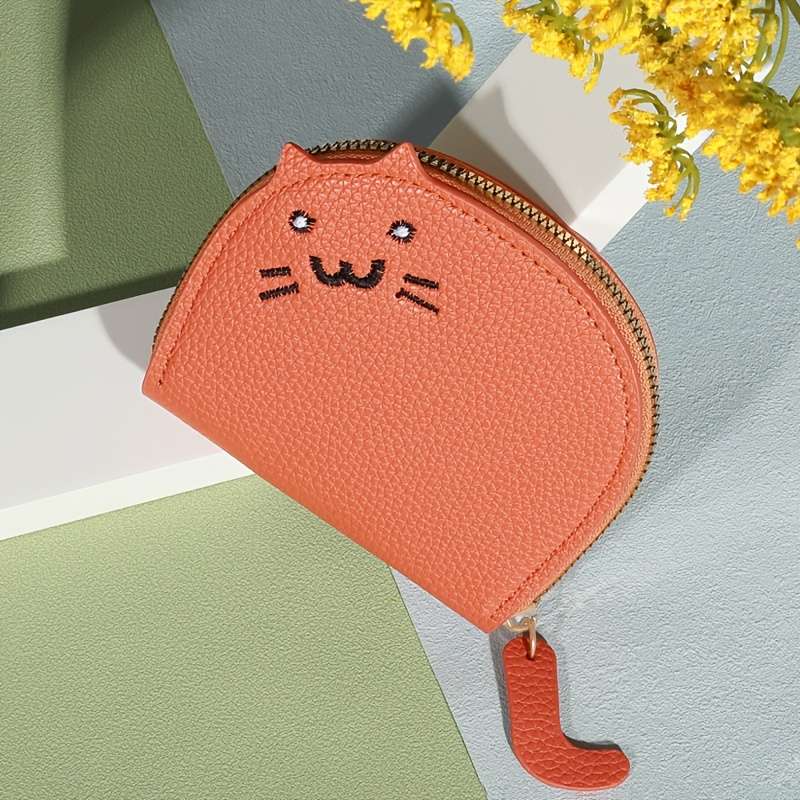 1pc A Charming Cat-Shaped Casual Walleta Synthetic Coin Purse Featuring Multiple Card Slots a Z