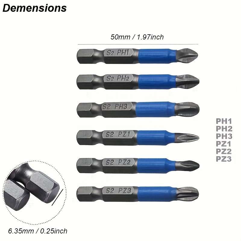 Screwdriver Bit Tool Set Items 6Pcs 50Mm