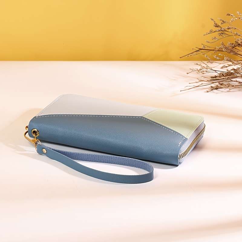 1pc Contrasting Color Splicing Long Wallet Women'S Clutch Bag Fashion Japanese And Korean Large-Cap