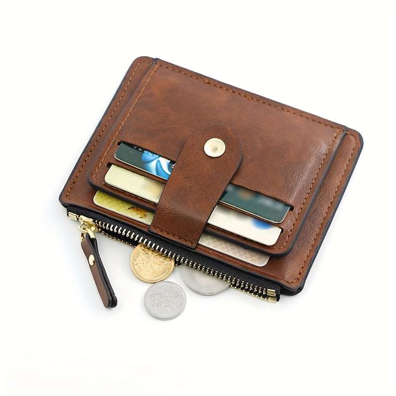 1pc Classic Vintage Solid Color Wallet Minimalist Textured Credit Card Holder With Card Slots