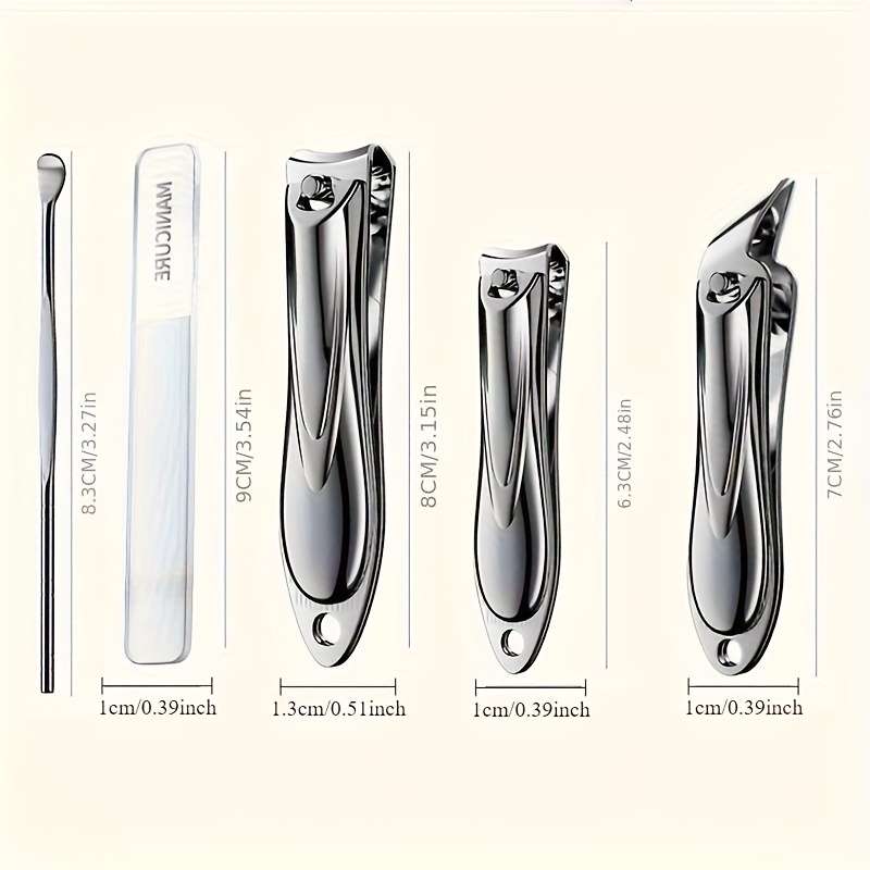 5pcs set Stainless Steel Nail Clipper Set with Nanoscale Glass Nail File Suitable for Thick Nai