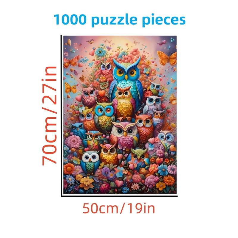 1000pcs Colorful Owl Personalized DIY Puzzle Thick And Durable Seamless Jigsaw Desi