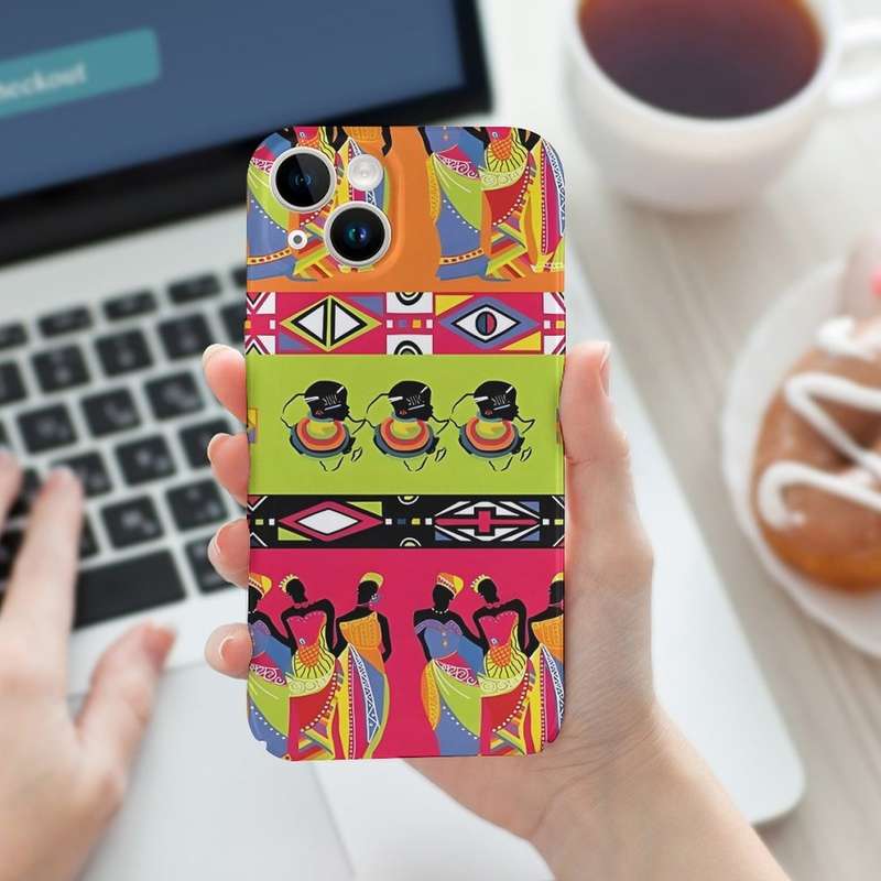 1Pc White For iPhone 15 Colorful African Princesses Phone Case