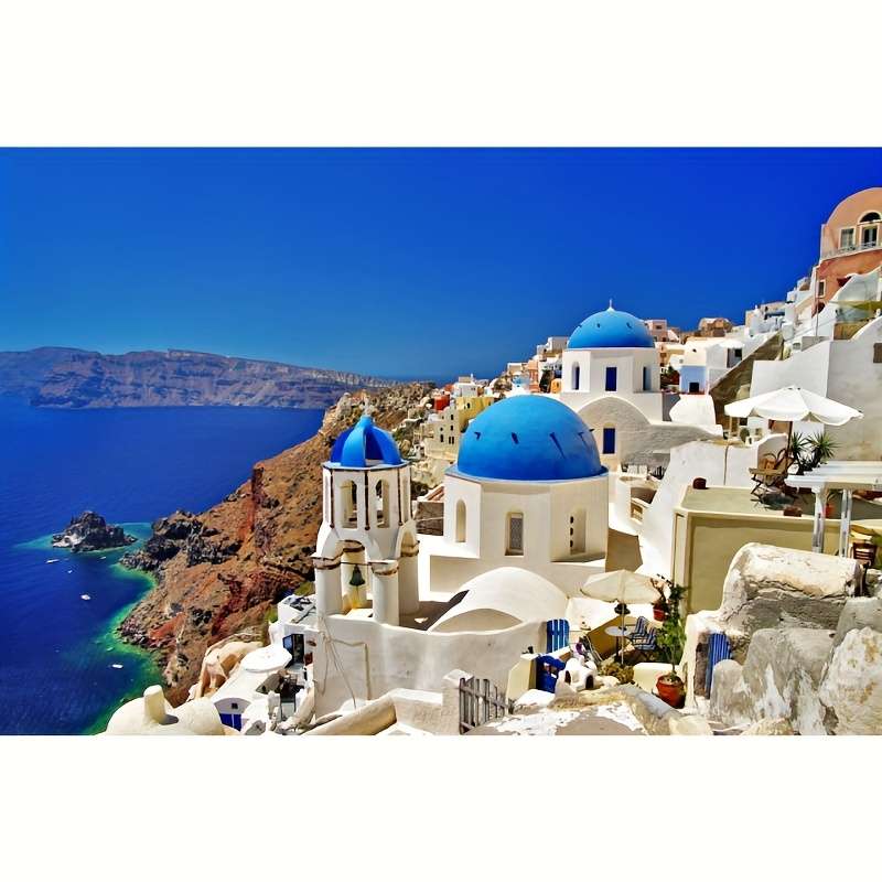 1000 Pieces 38x26cm Mini Santorini Aegean Sea Jigsaw Puzzle For Adults
