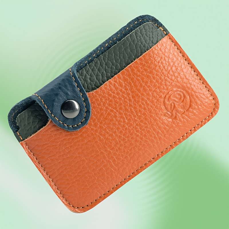 1pc Classic Charm Genuine Genuine Leather Bifold Wallet with Snap Closure Classic Dark Blue O