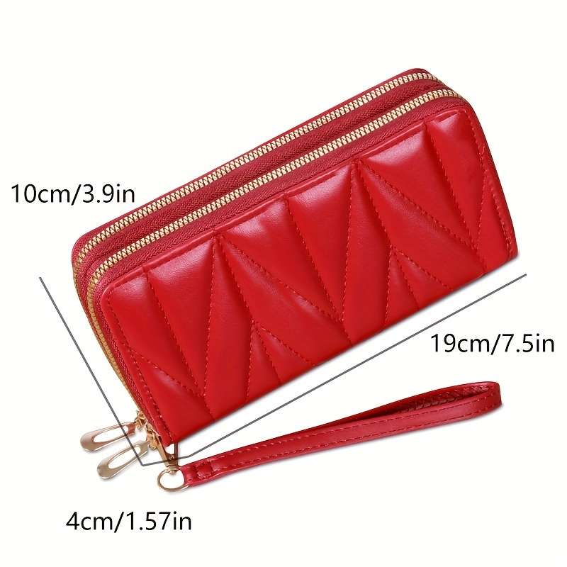 1pc Women'S Fashion Long Wallet with Dual ZipperClassic Style Card Holder Coin Pouch Casual