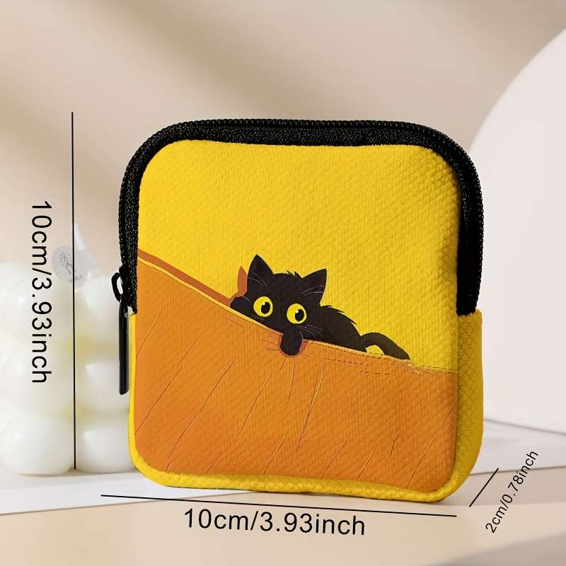 1pc Cat Print Pattern Large Capacity Coin Wallet Digital Printing Coin Wallet Storage Bag Multifun