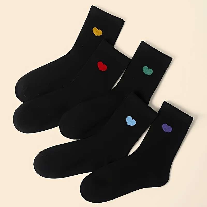 5 Pairs Black One Size High Elastic Socks