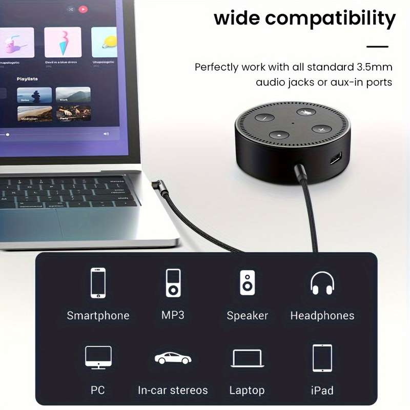 1 x 3.5 Mm Aux Audio Cable Male To Male Auxiliary Cable 100 Cm