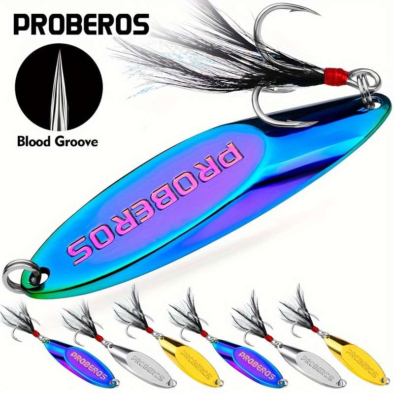 1pc 40g Proberos Premium Metal Fishing Spoon Lure with Dressed Hook