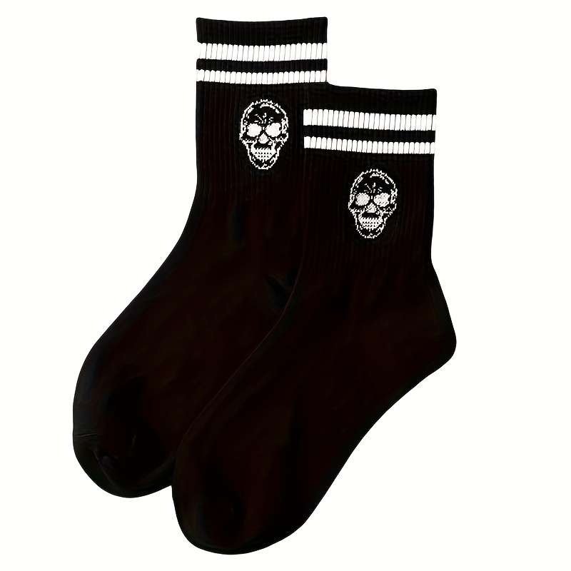 2 Pairs Black And White One Size High Elastic Socks