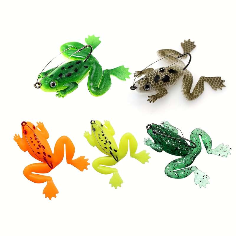 1pc Soft Frog Lure with Weedless Hook Realistic Rubber Swim Bait for Freshwater Saltwater F