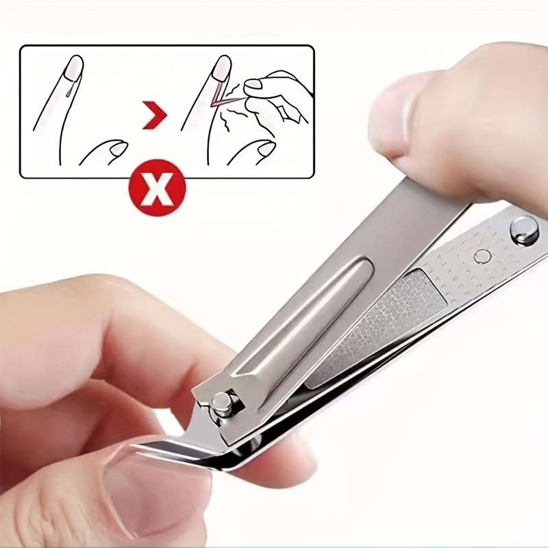 1pc Nail Clippers Stainless Steel Straight Blade Anti-Displacement Design Unisex Nail Trim