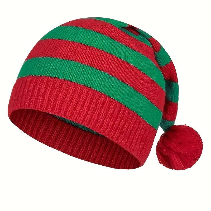 Winter Hat Color Red And Green Stripes