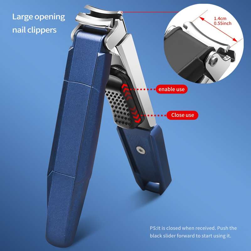1pc Splash-Proof Nail Clippers with Catcher Sharp Curved Blade  File Wide Jaw Stainless Ste