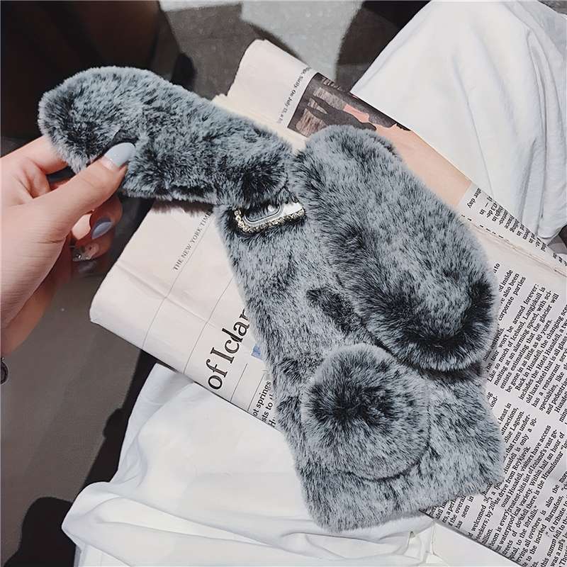 1Pc Pink Red For iPhone X XS Cute Rabbit Plush Phone Case