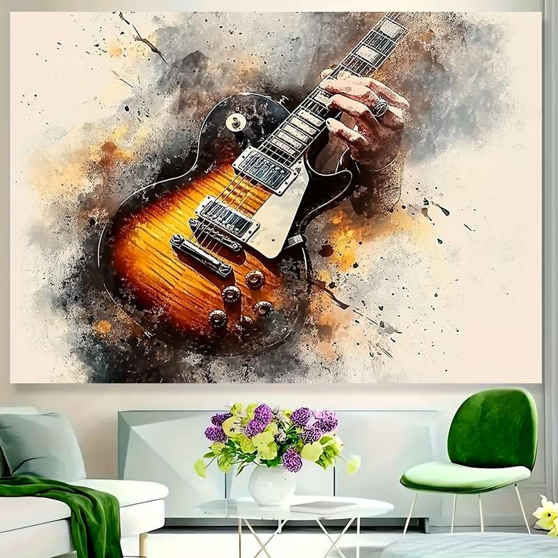 1pc  Guitar Print Wall Art Abstract Guitar Canvas Print Wall Art Frameless Modern Mixed Medi