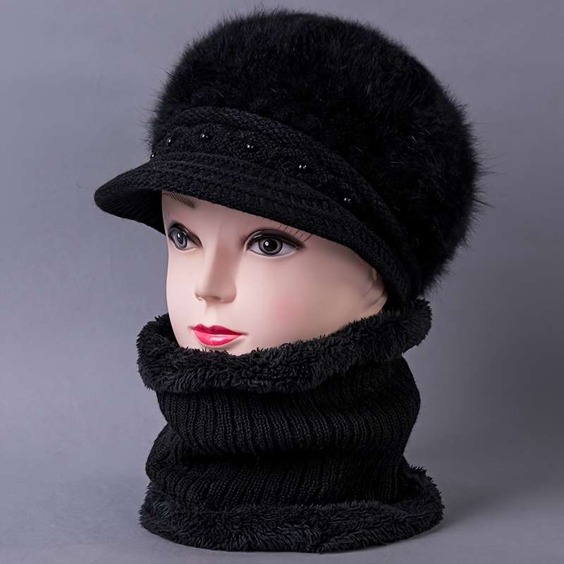 Winter Hat Color Gray Hat Add Scarf