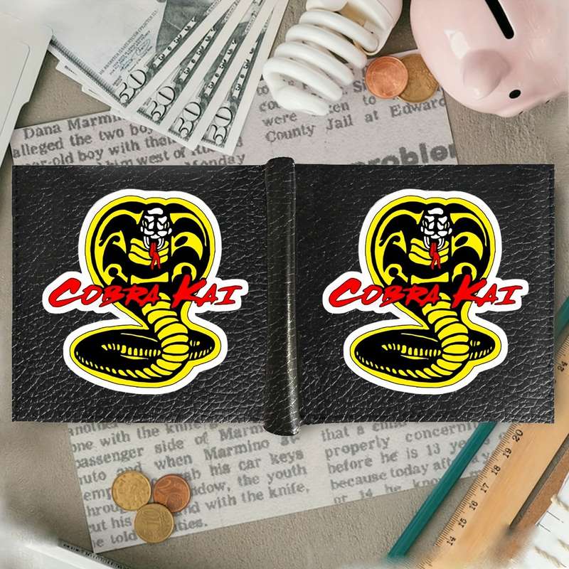 1pc Men's Vintage Cobra Kai Karate Faux Leather WalletSleek Bifold with Card Slots Crocodile Pa