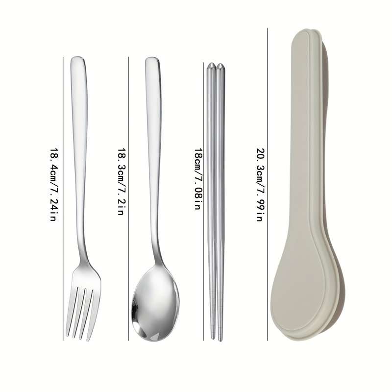3pcs Portable Cutlery Set with Stainless Steel Chopsticks Spoon And Fork Ideal for Students