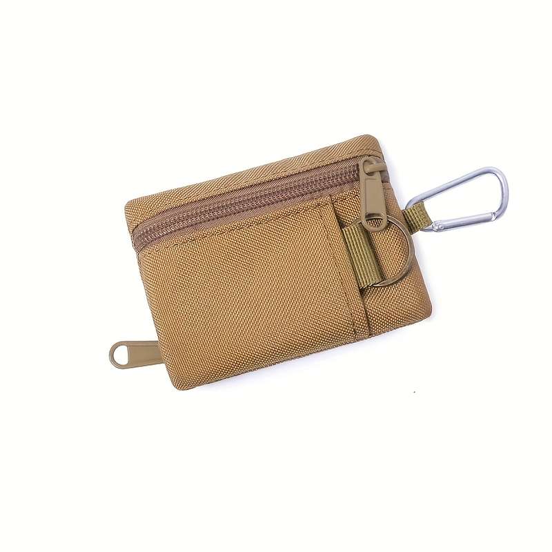 1pc Compact Nylon Travel Wallet with Carabiner ClipCredit Card Holder Coin Purse Durable Zipp