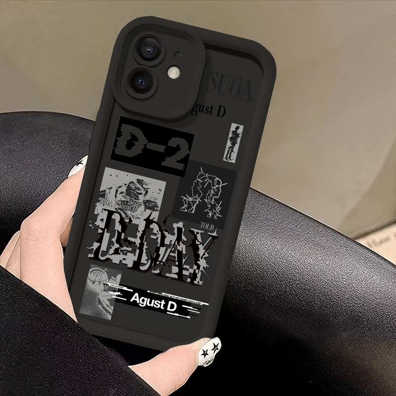 1Pc Black For iPhone 15 Pro Max Trendy Street Style Text Phone Case