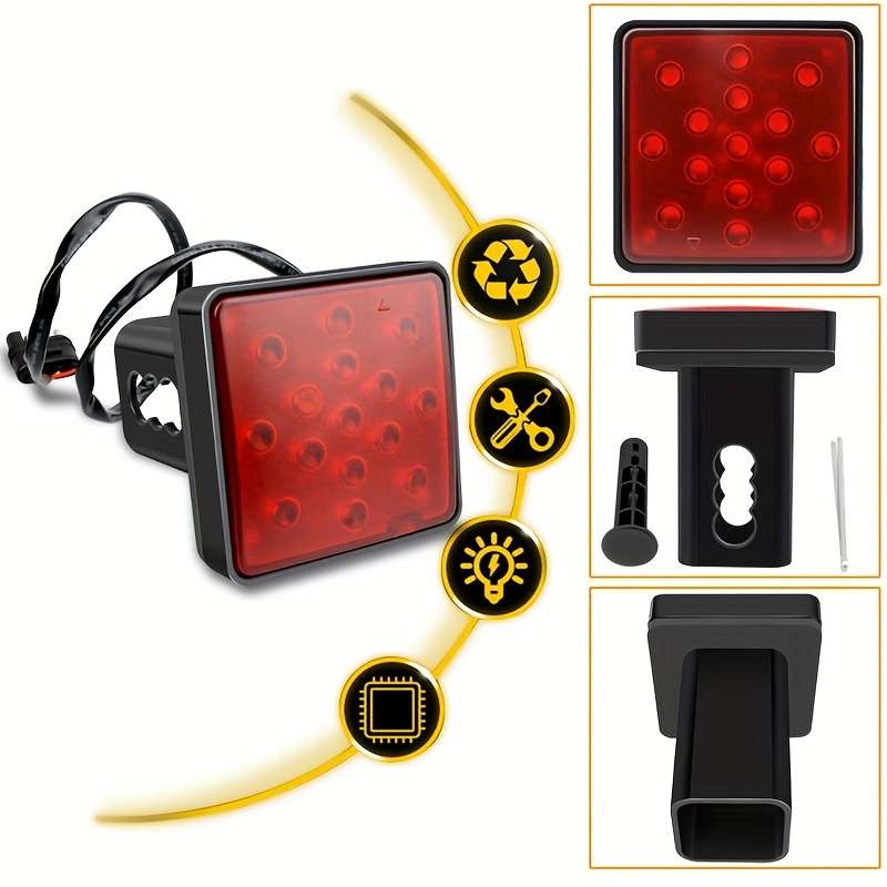 1pc 15LED Red Brake Light & DRL for Trucks SUVs and Trailers Hitch Receiver Cover