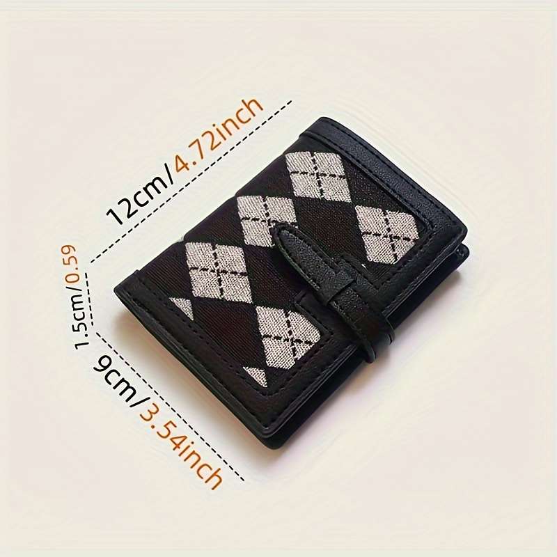 1pc Classic Black PU Wallet for WomenShort Multi-Function Zippered Coin and Card Holder with Pol