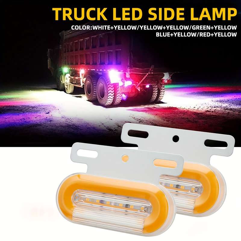 2pcs Truck Side Lights Oval Bracket Easy to Install 24V Car High Brightness Neon