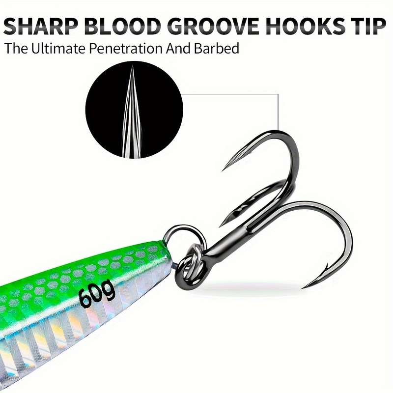 1pc 10g Proberos Saltwater Fishing Jigs Set with Assist Hooks Vertical Speed Jigging Lures for Bas