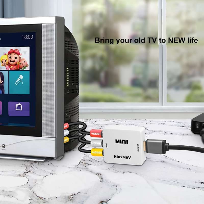 1pc 1080P HDTV to RCA Adapter Plug Play AV Converter with USB Charging Supports PAL NTSC f