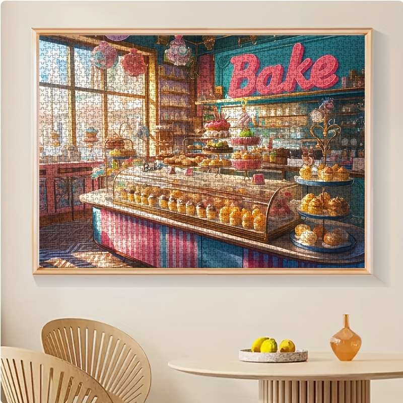 1000pcs Jigsaw Puzzle for Adults Vibrant Bakery Scene with Colorful Desserts Durab