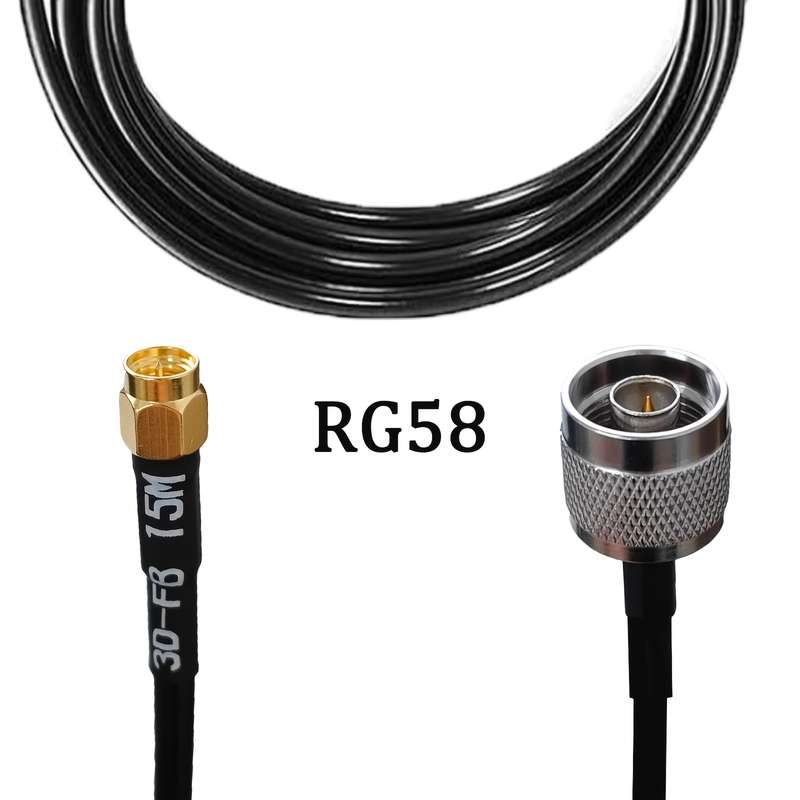 1pc 10m RG58 Coaxial Cable 15m 49.2ft SMA Male to N Male Connector Ultra Flexible Low Loss C