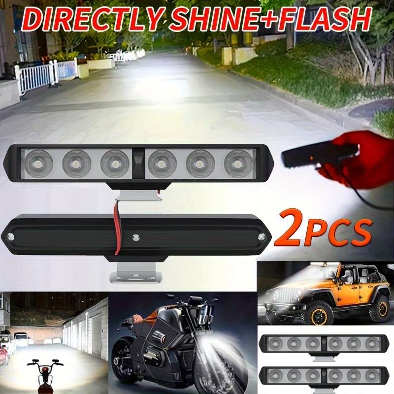 2pcs LED Car Lights White Color Motorcycle Off-road Vehicle Direct Shine + Flash 1