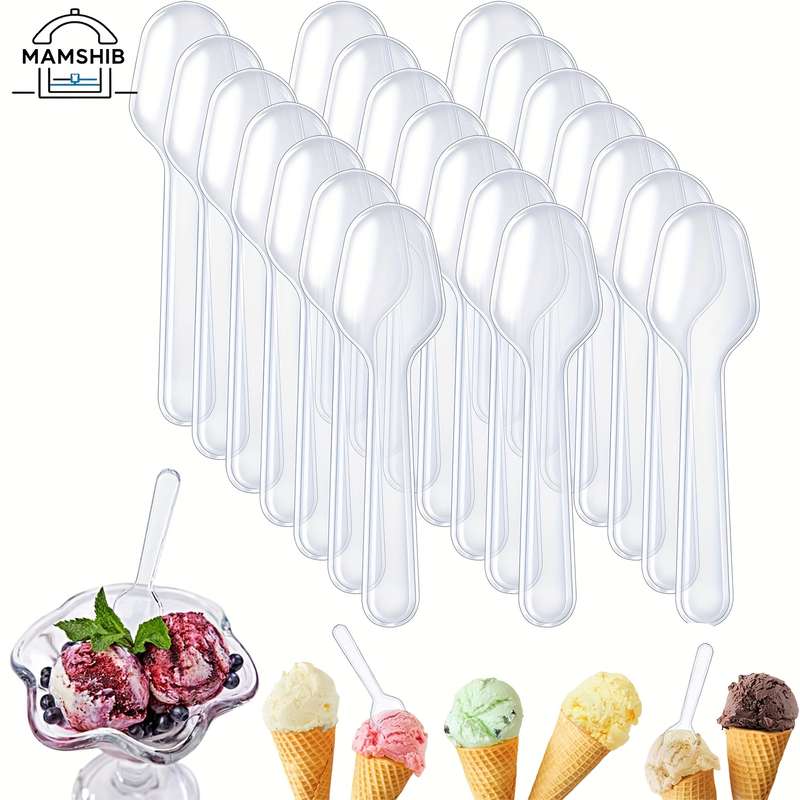 100pcs Clear Plastic Mini Tasting Spoons for Desserts Ice Cream Cake Jelly Pudding Smooth