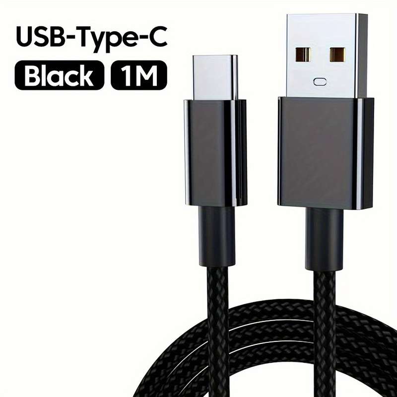 1pc 120W 6A Fast Charging USB Type C Cable 100cm 36V Max Voltage Round Plastic Matte Finish