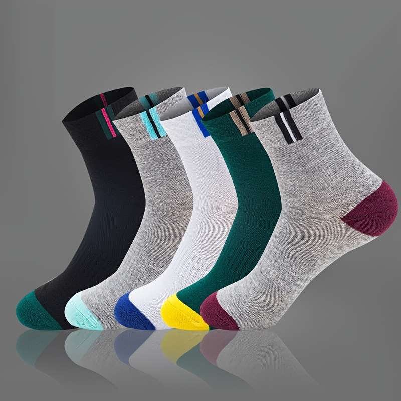 5 Pairs Of Mixed Colors One Size High Elastic Socks