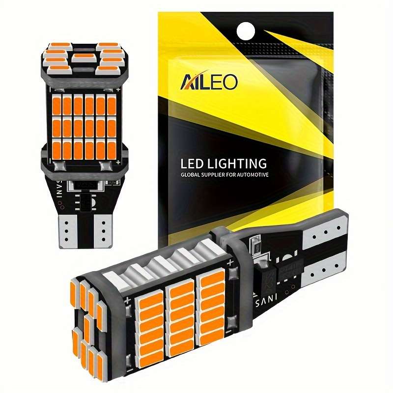 2pcs Yellow T15 W16W 45 SMD 4014 LED Car Reverse Lamp 6W 1200LM Canbus Reverse Backup