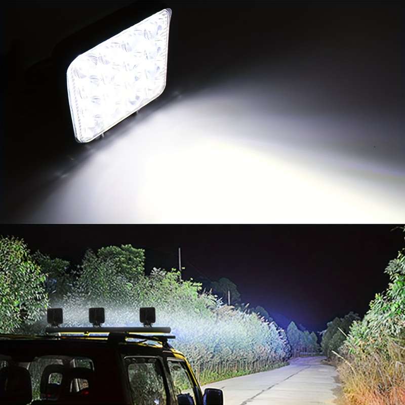 2pcs 16 LED Work Light Bar for Off-Road SUV Tractor & 4WD Truck 8.38cm High-Intens