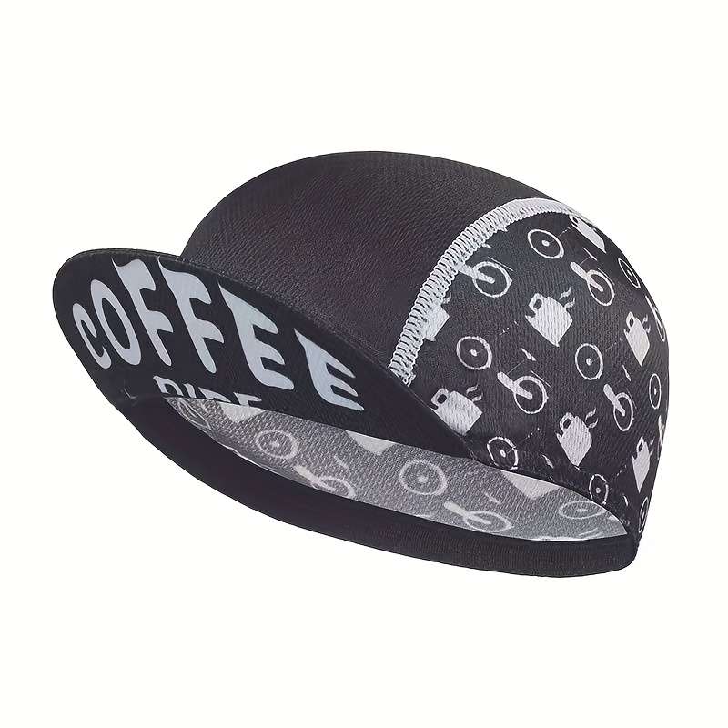 1pc Breathable Coffee-Themed Cycling Cap Ultra-Lightweight Quick-Dry Elastic Fit for Men Wome