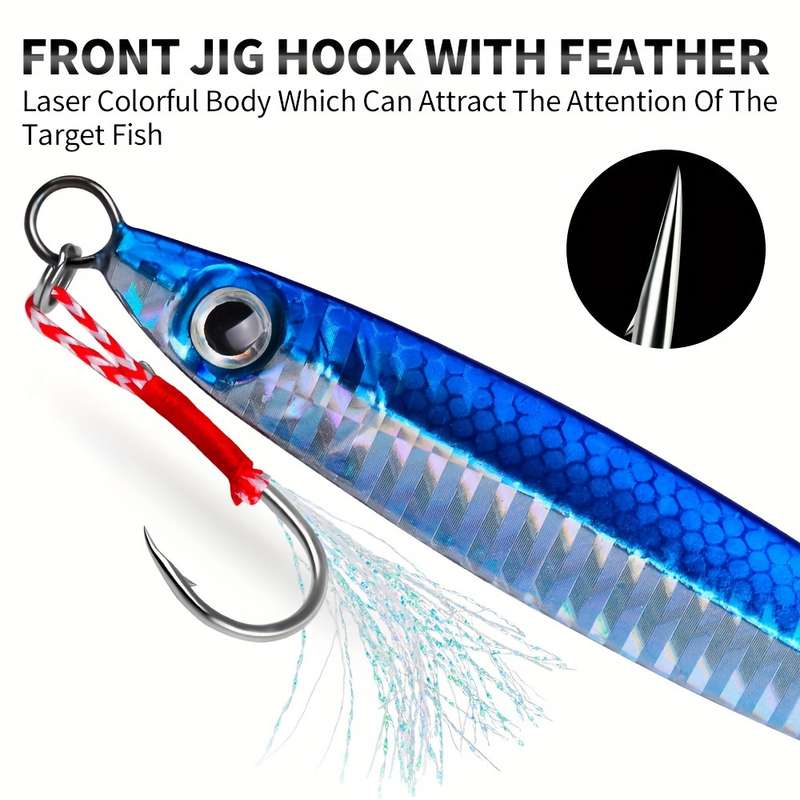 1pc 10g Proberos Saltwater Fishing Jigs Set with Assist Hooks Vertical Speed Jigging Lures for Bas
