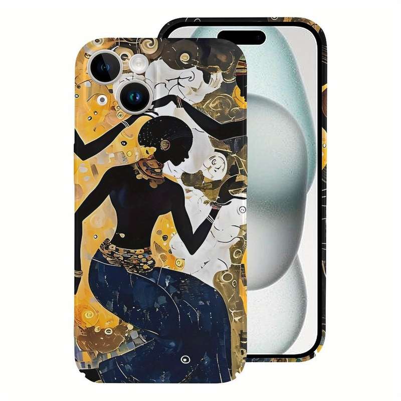 1Pc White For iPhone 15 Dance African Beauty Phone Case