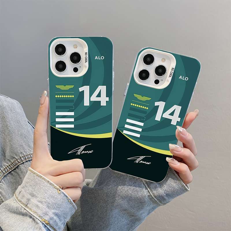 1Pc Mixed Color For iPhone 16 Plus F1 No 14 Signature Phone Case