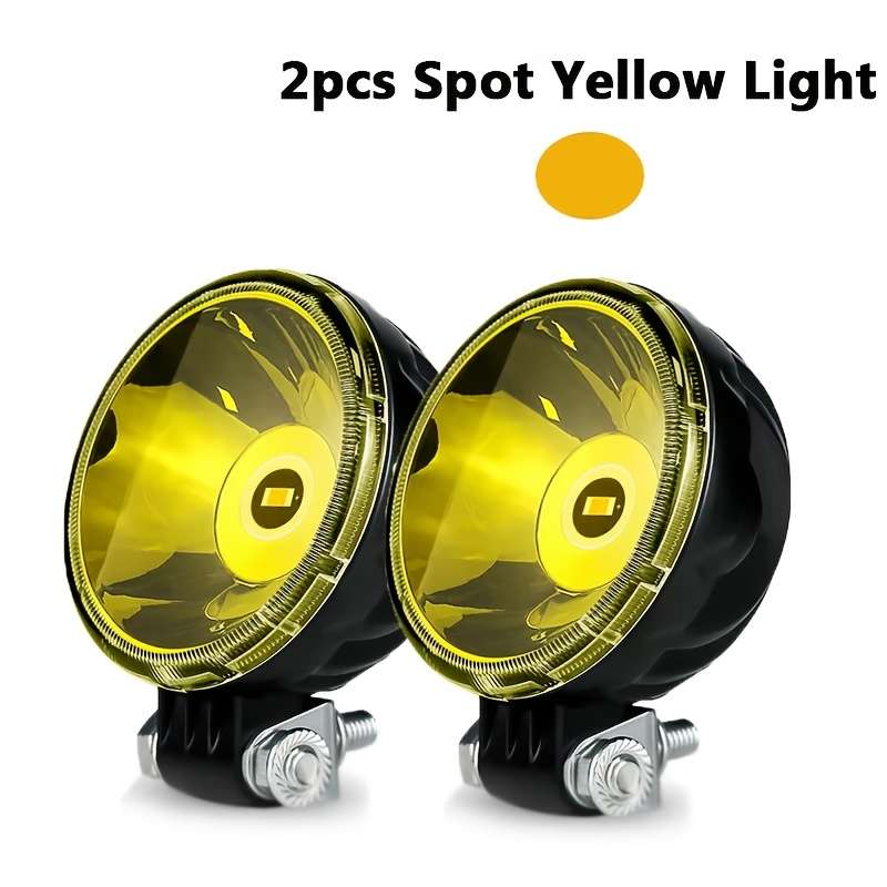 2pcs Yellow 3-Inch LED Work Lights Spotlight for 4X4 Off-Road Motorcycles Cars Dune