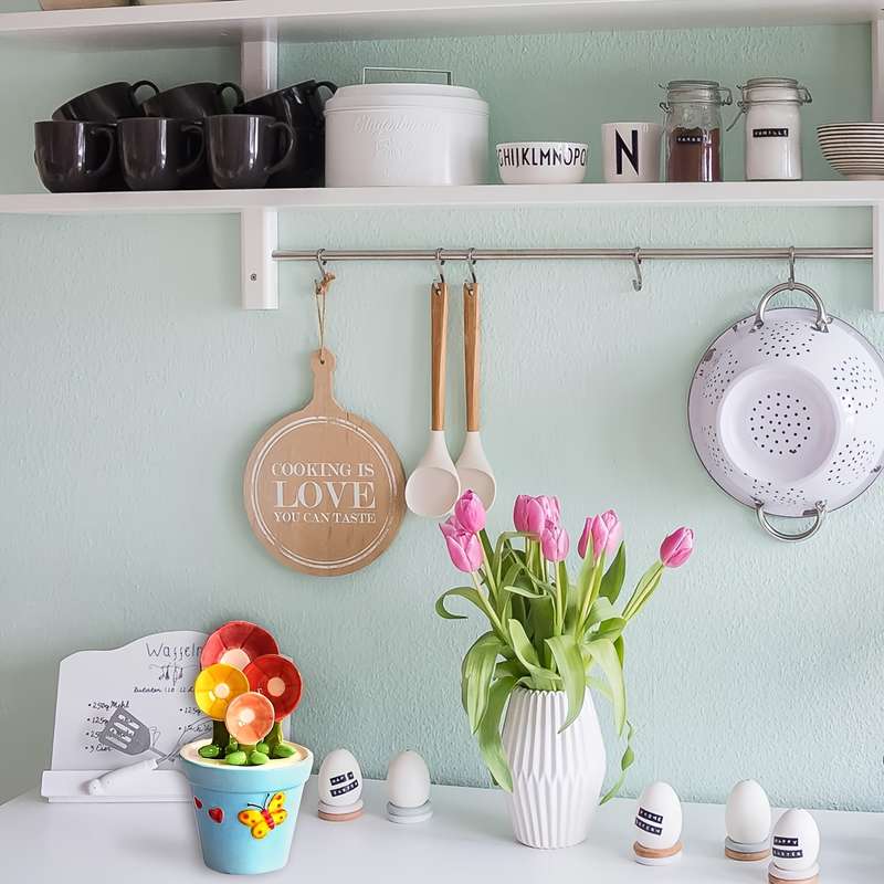 1 Set of Flower Spoons with Storage Rack Cute Household Kitchen Ceramic Spoons with Base Kitc